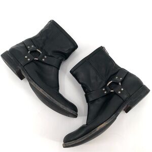 FRYE Phillip Harness Short Boot 9.5 Moto Short Ankle Women Leather Biker Bootie